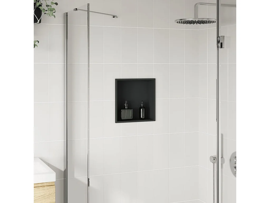 Nicho parede p/ duche 32x32x9 cm aço inoxidável preto mate PT878903