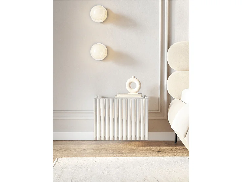 Mesita de noche colgante – blanco alto brillo – 48 cm – FIORRA