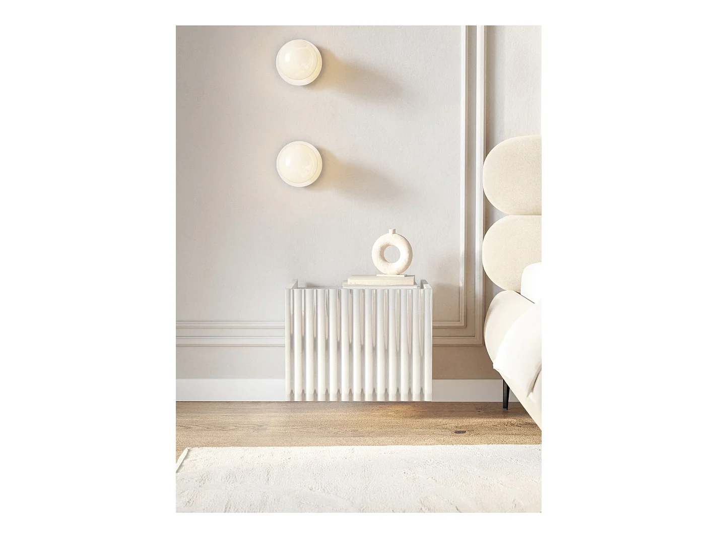 Table de chevet murale – blanc brillant – 48 cm – FIORRA
