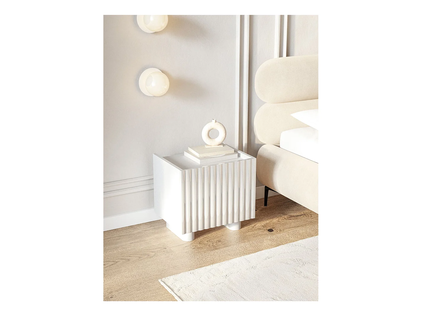 Nachtkastje – hoogglans wit – 48 cm – FIORRA