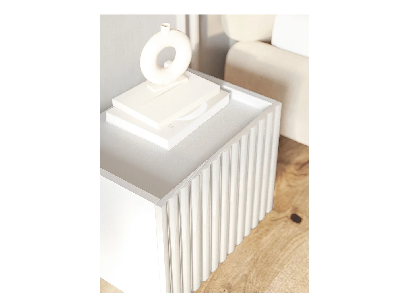 Nachtkastje – hoogglans wit – 48 cm – FIORRA