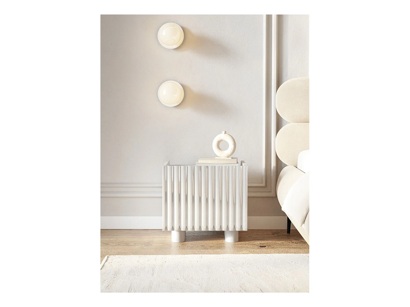 Table de chevet – blanc brillant – 48 cm – FIORRA