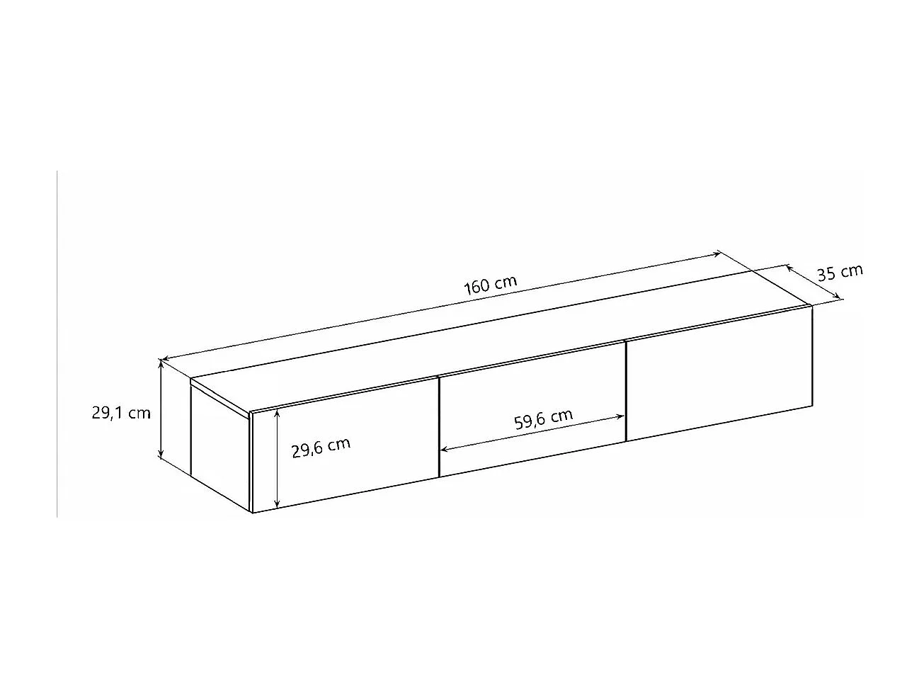 Idao Black 3-dørs væghængt tv-møbel 160 cm