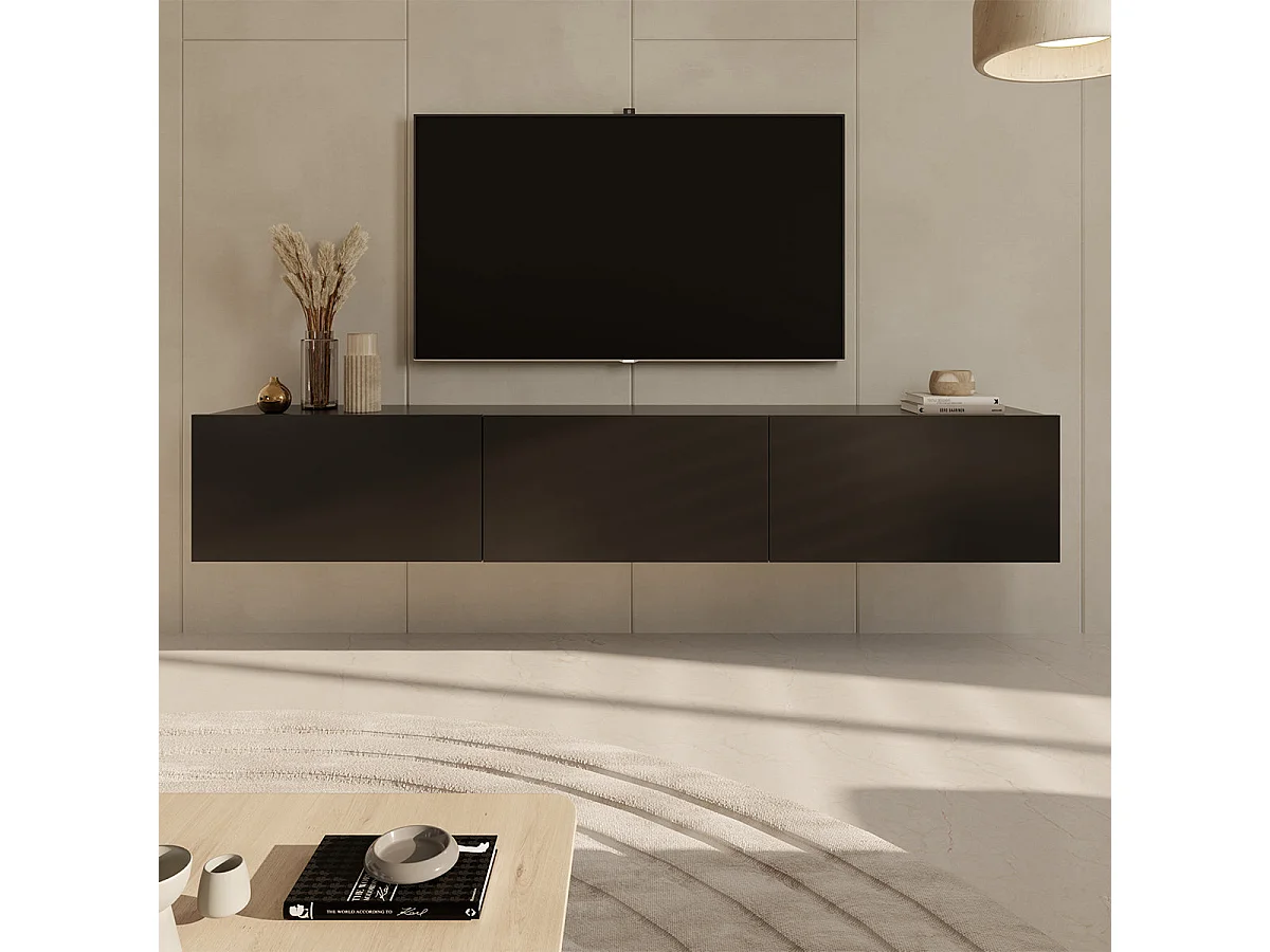 Meuble TV mural 3 portes 160 cm Idao Noir