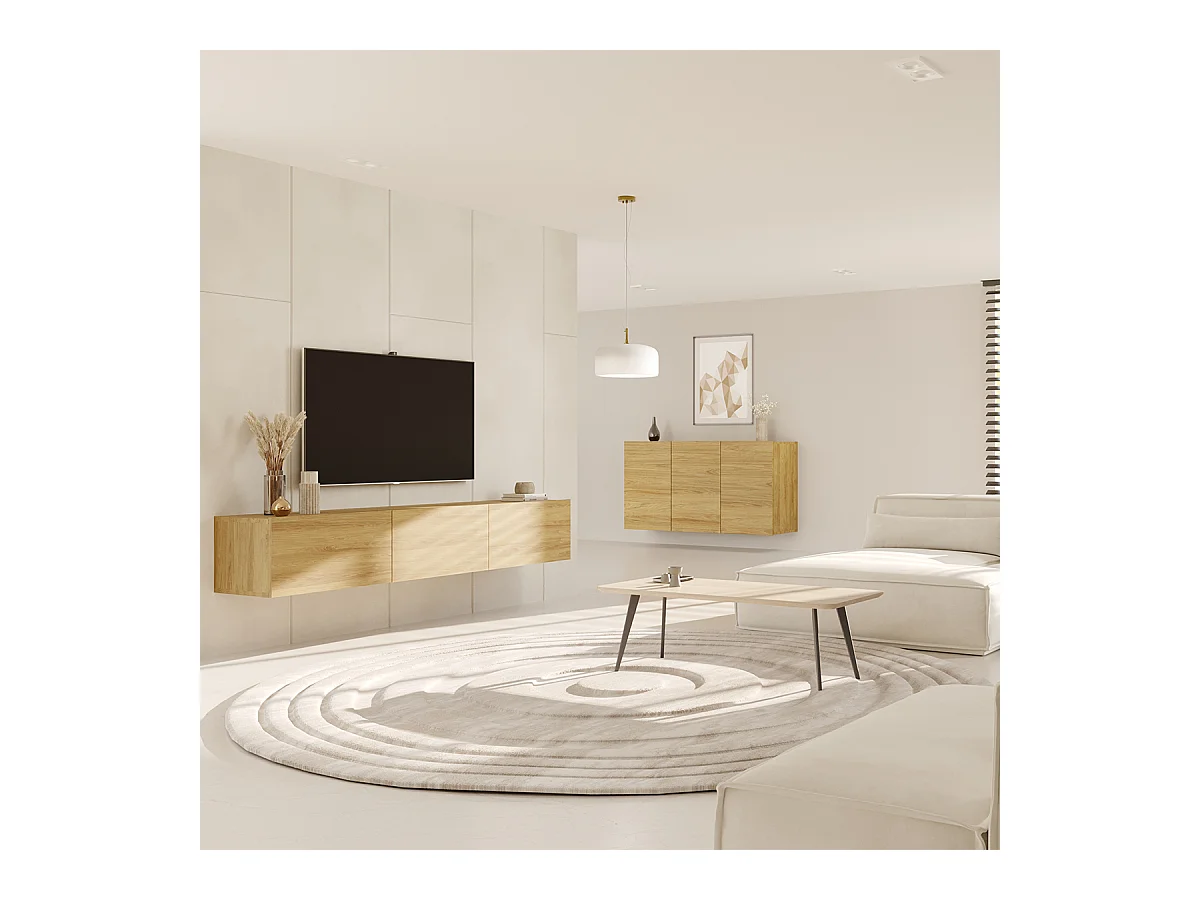 Idao Wood 3-deurs TV-element voor wandmontage 160 cm