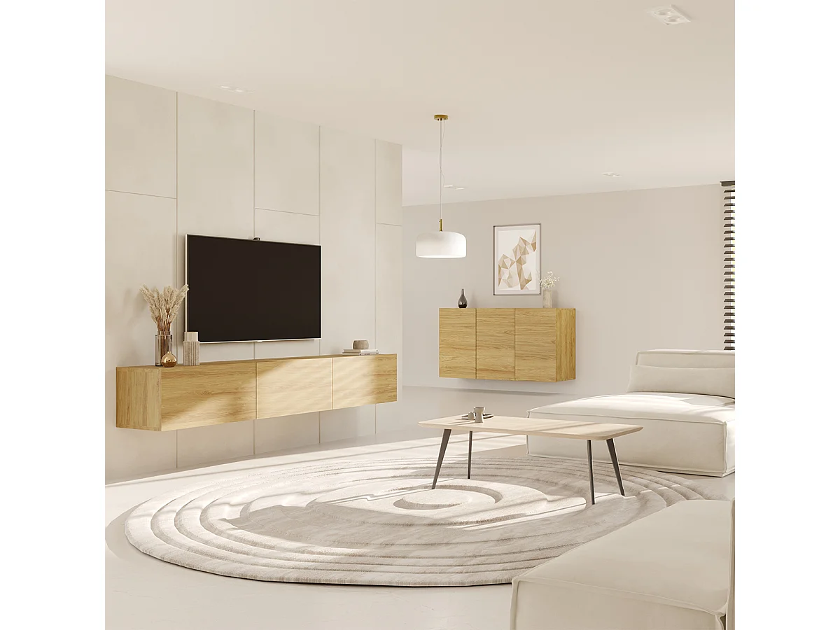 Idao Wood 3-dørs væghængt tv-møbel 160 cm