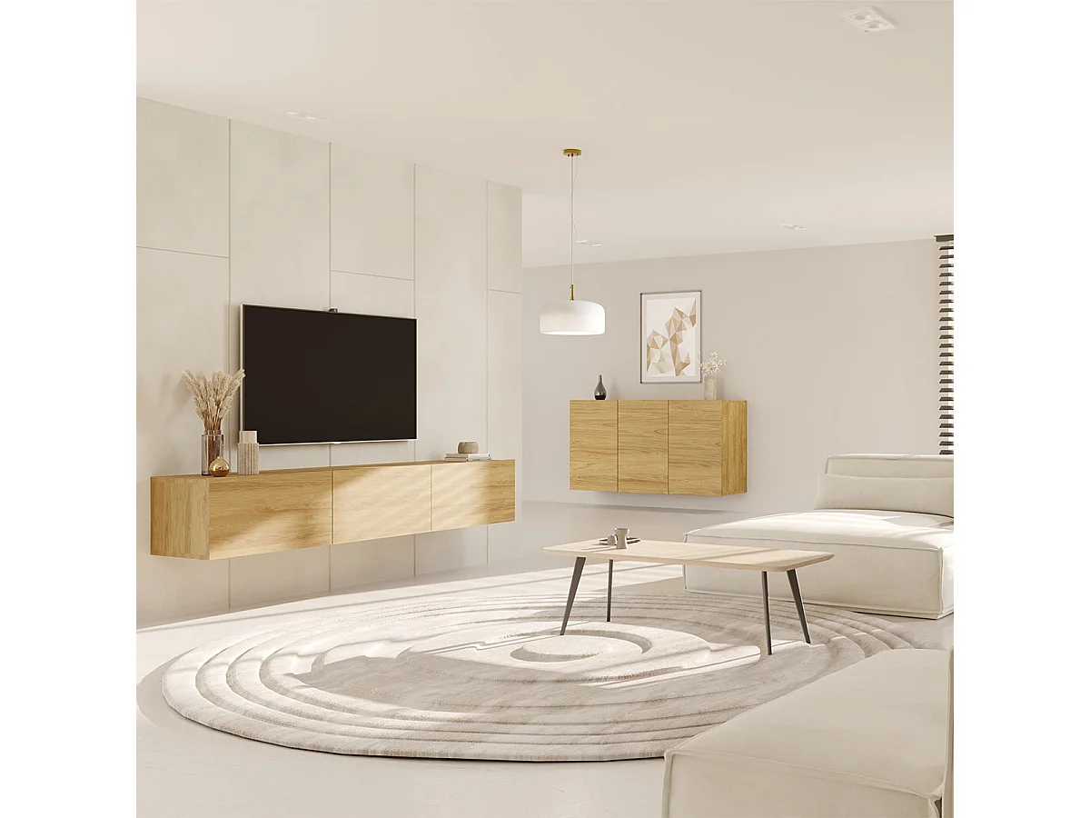 Meuble TV mural 3 portes 160 cm Idao Bois