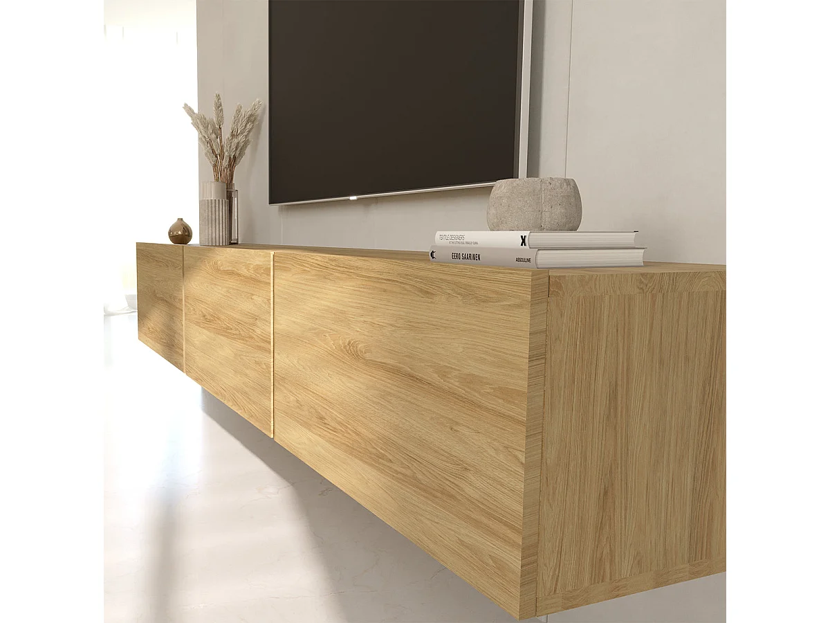 Meuble TV mural 3 portes 160 cm Idao Bois