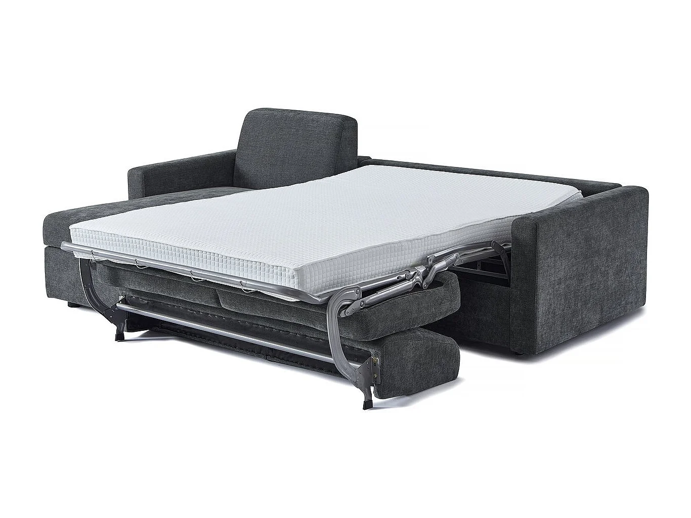 Divano angolare reversibile ed express trasformabile in tessuto "Celia" - 3 posti - Grigio