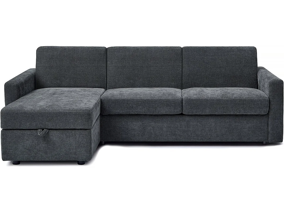 Canapé d'angle réversible convertible express 3 places en tissu gris CELIA