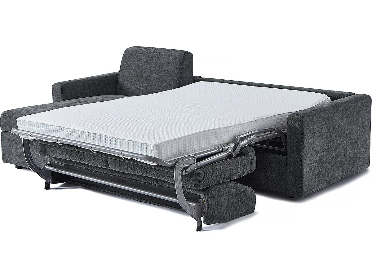 Canapé d'angle réversible convertible express 3 places en tissu gris CELIA