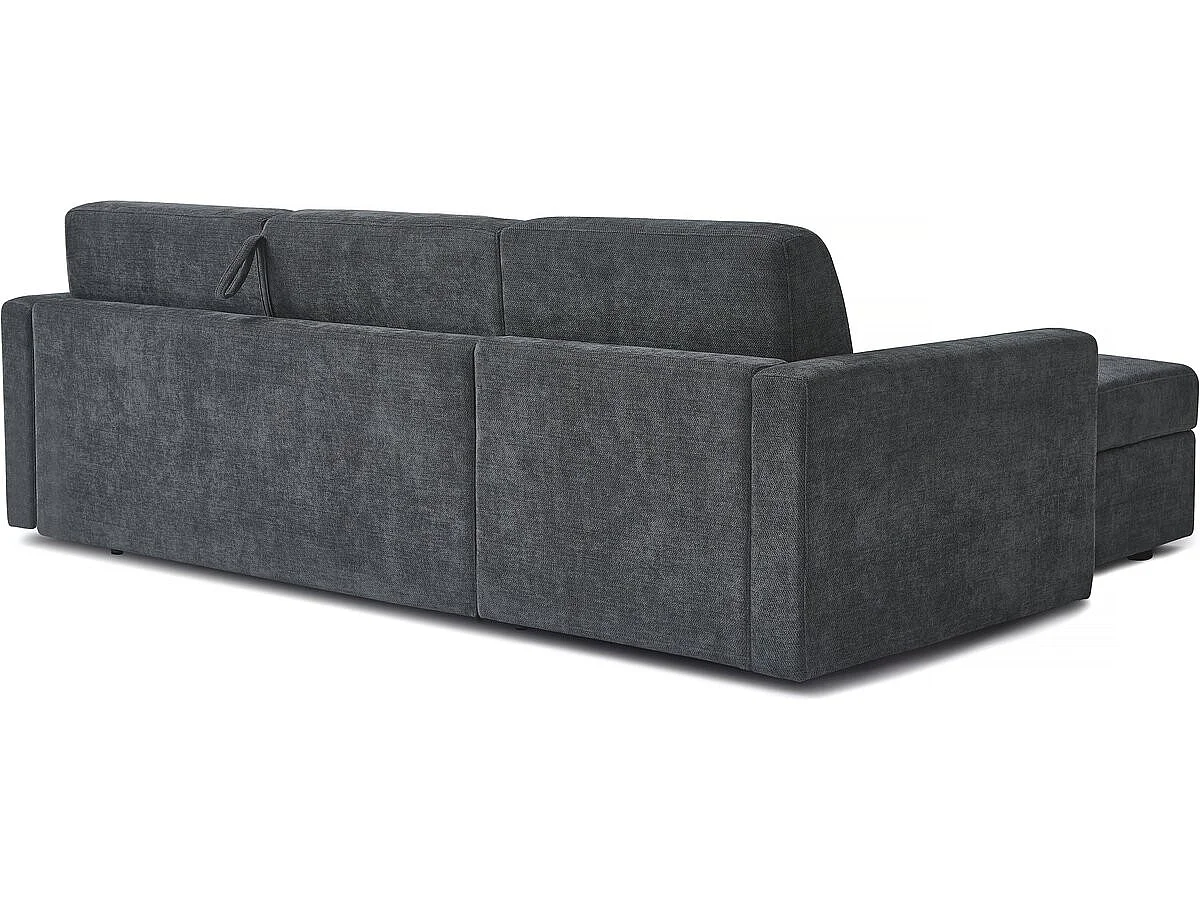 Canapé d'angle réversible convertible express 3 places en tissu gris CELIA