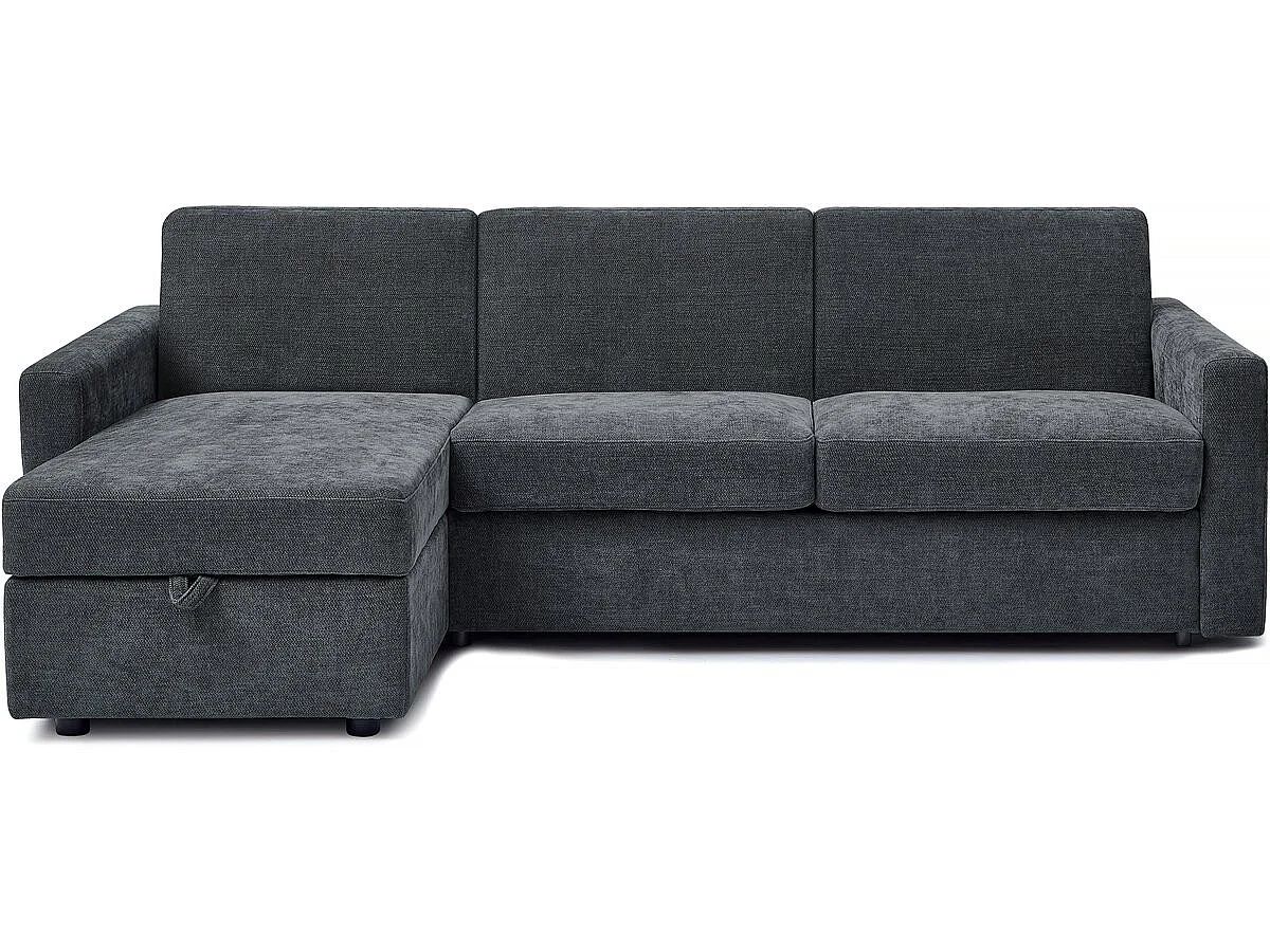 Modern Hörnsoffa i Grått Reversibel och Konvertibel Express Tyg "Celia" - 3 Sits