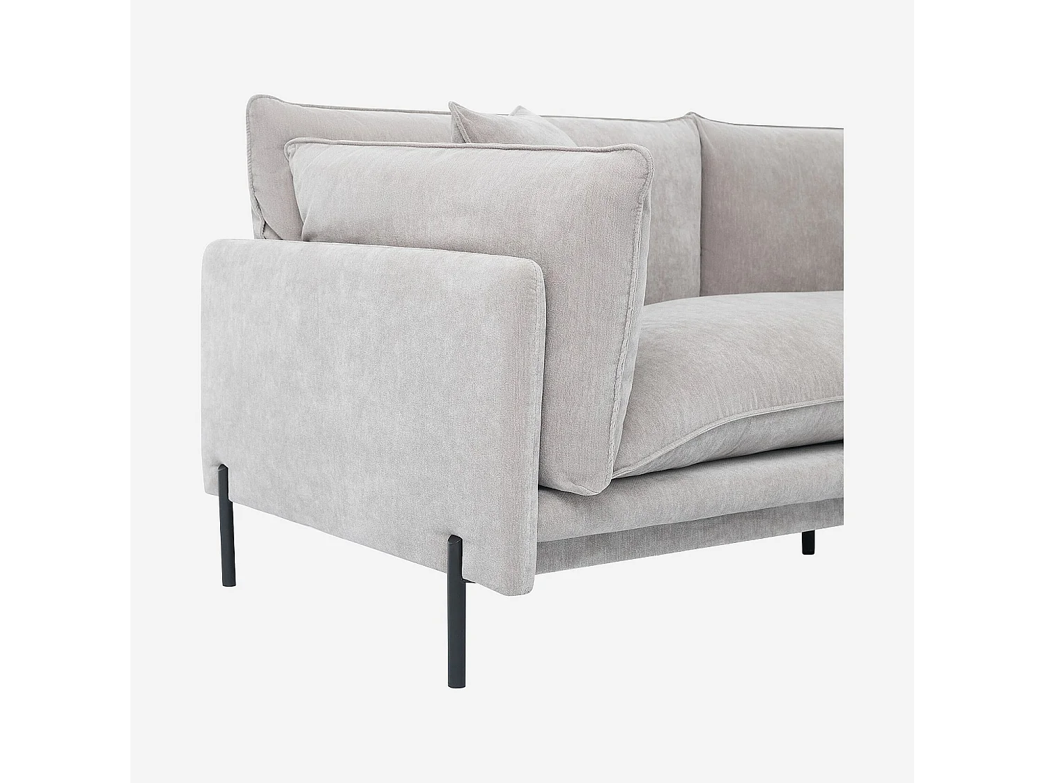 Canapé 3 places déhoussable en tissu garni de plumes - Gris perle