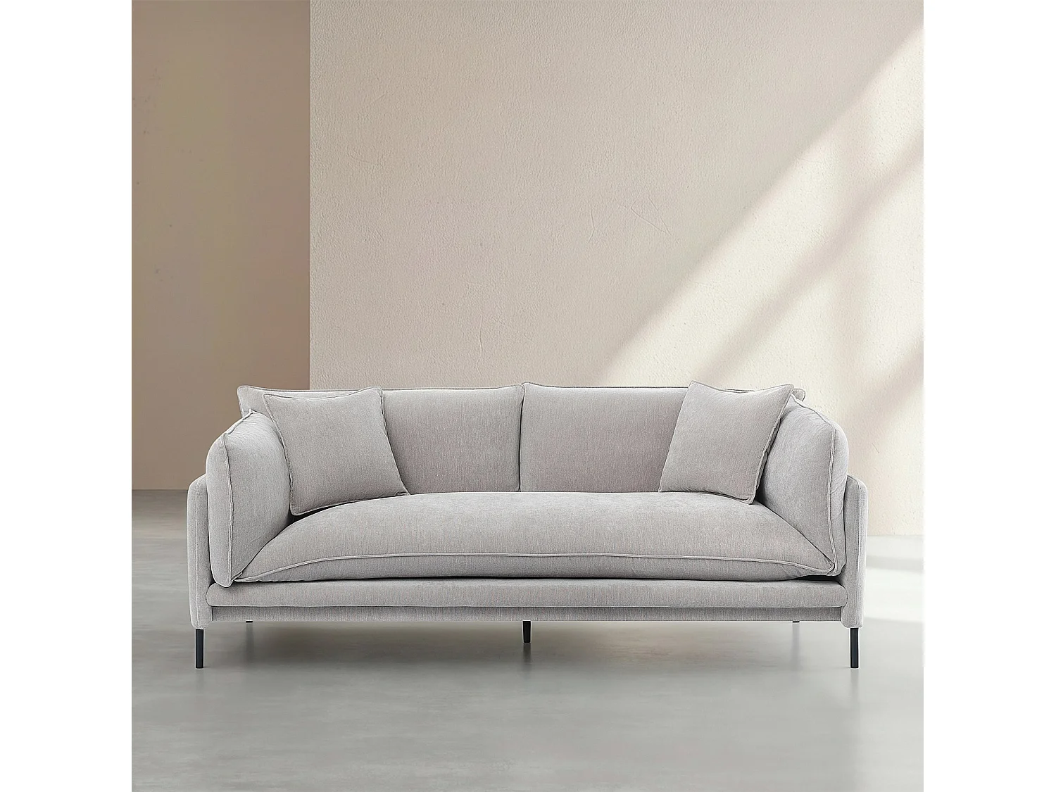 Canapé 3 places déhoussable en tissu garni de plumes - Gris perle