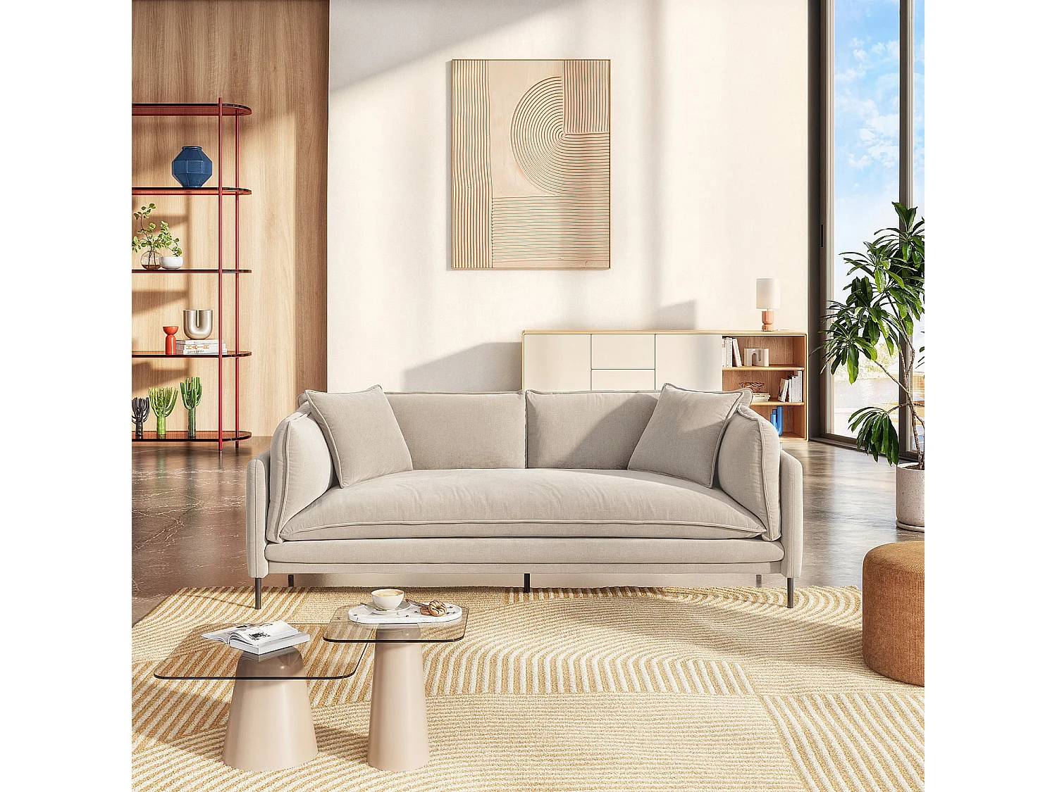 Habitat - Canapé 3 places déhoussable en tissu garni de plumes - Taupe - Feath II