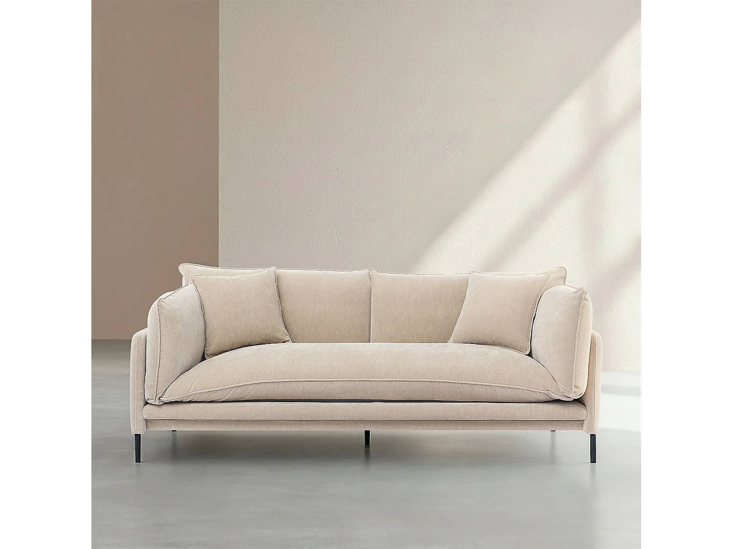 Habitat - Canapé 3 places déhoussable en tissu garni de plumes - Taupe FEATH II