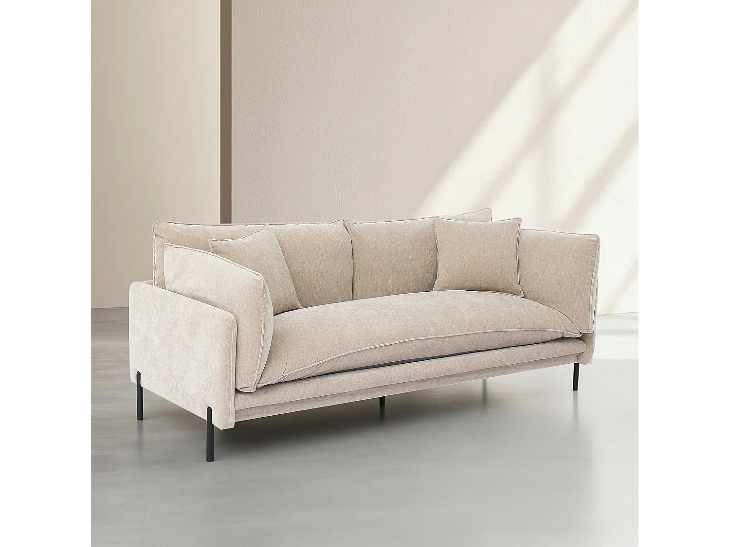 Habitat - Canapé 3 places déhoussable en tissu garni de plumes - Taupe FEATH II
