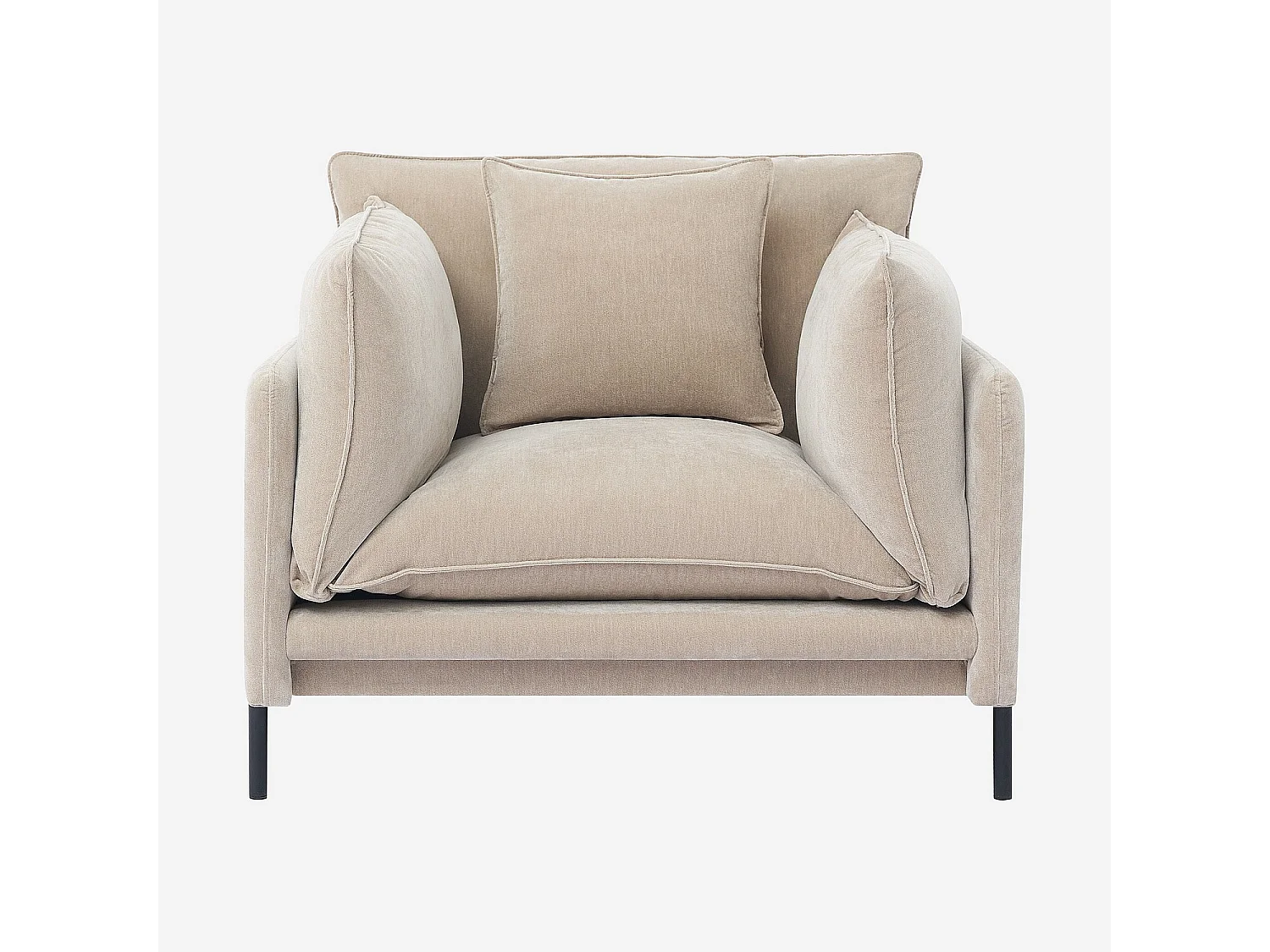 Habitat - Fauteuil déhoussable en tissu et métal noir garni de plumes - Taupe - Feath II