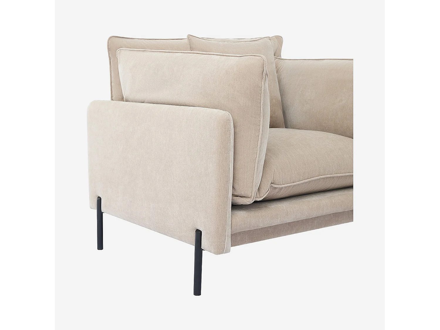 Habitat - Fauteuil déhoussable en tissu et métal noir garni de plumes - Taupe - Feath II