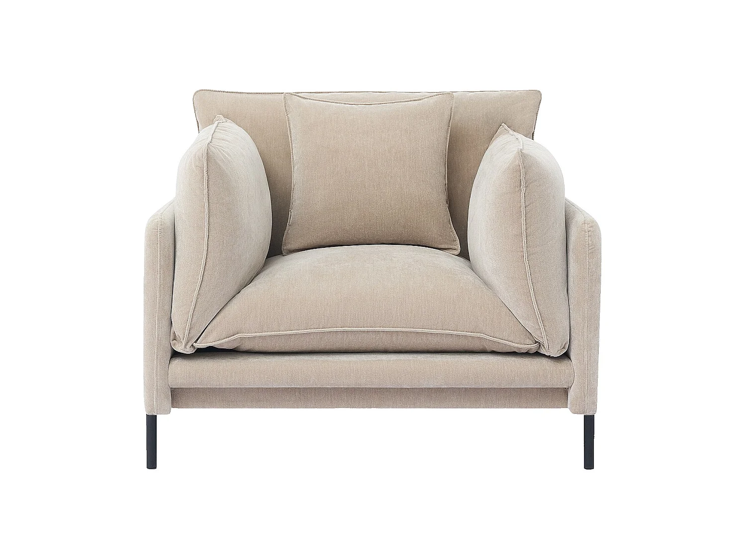 Habitat - Fauteuil déhoussable en tissu et métal noir garni de plumes - Taupe - Feath II
