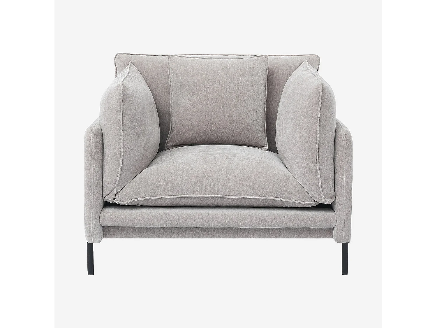 Habitat - Fauteuil déhoussable en tissu et métal noir garni de plumes - Gris perle - Feath II