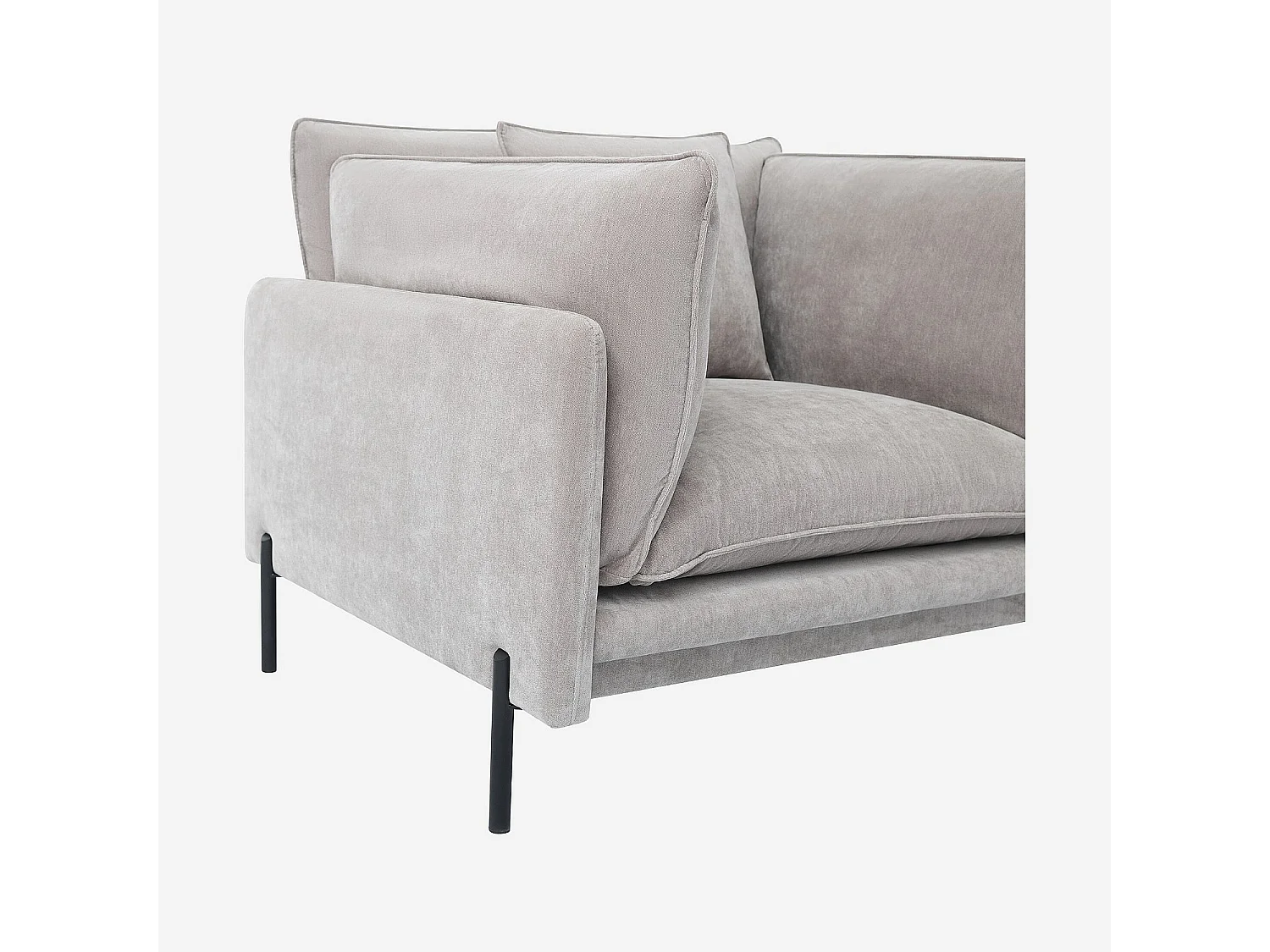 Habitat - Fauteuil déhoussable en tissu et métal noir garni de plumes - Gris perle - Feath II