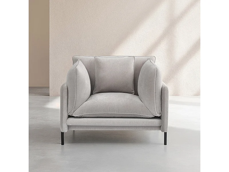 Habitat - Fauteuil déhoussable en tissu garni de plumes - Gris perle - Feath II