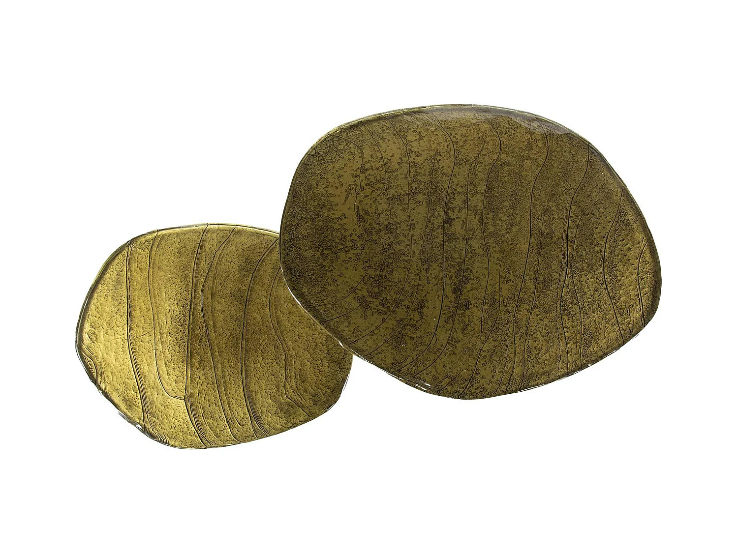 Table gigogne en verre – finition antique dorée (lot de 2) LAGUNA