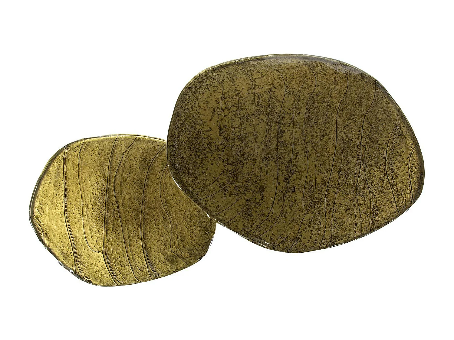 Table gigogne en verre – finition antique dorée (lot de 2) LAGUNA