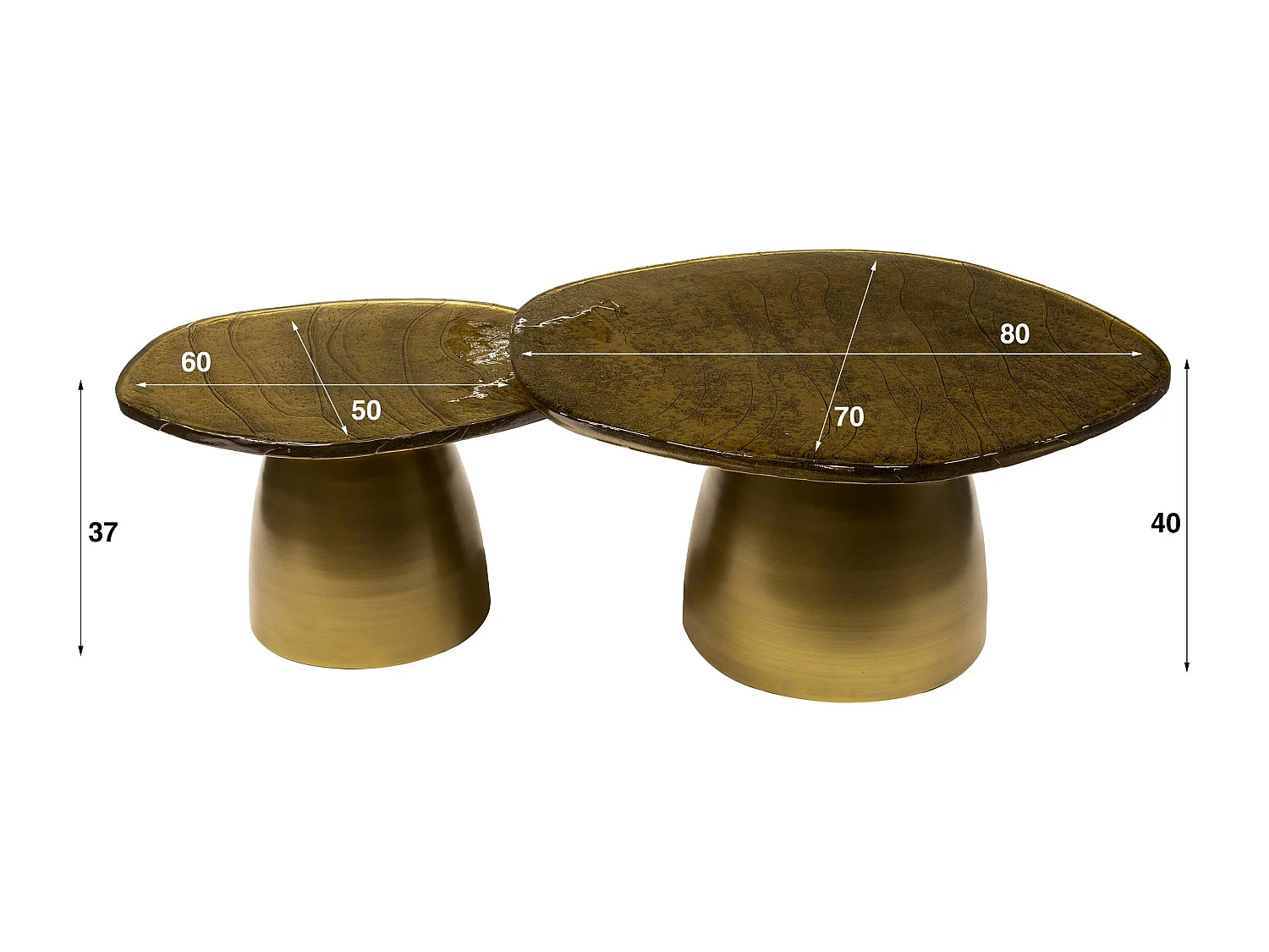 Table gigogne en verre – finition antique dorée (lot de 2) LAGUNA