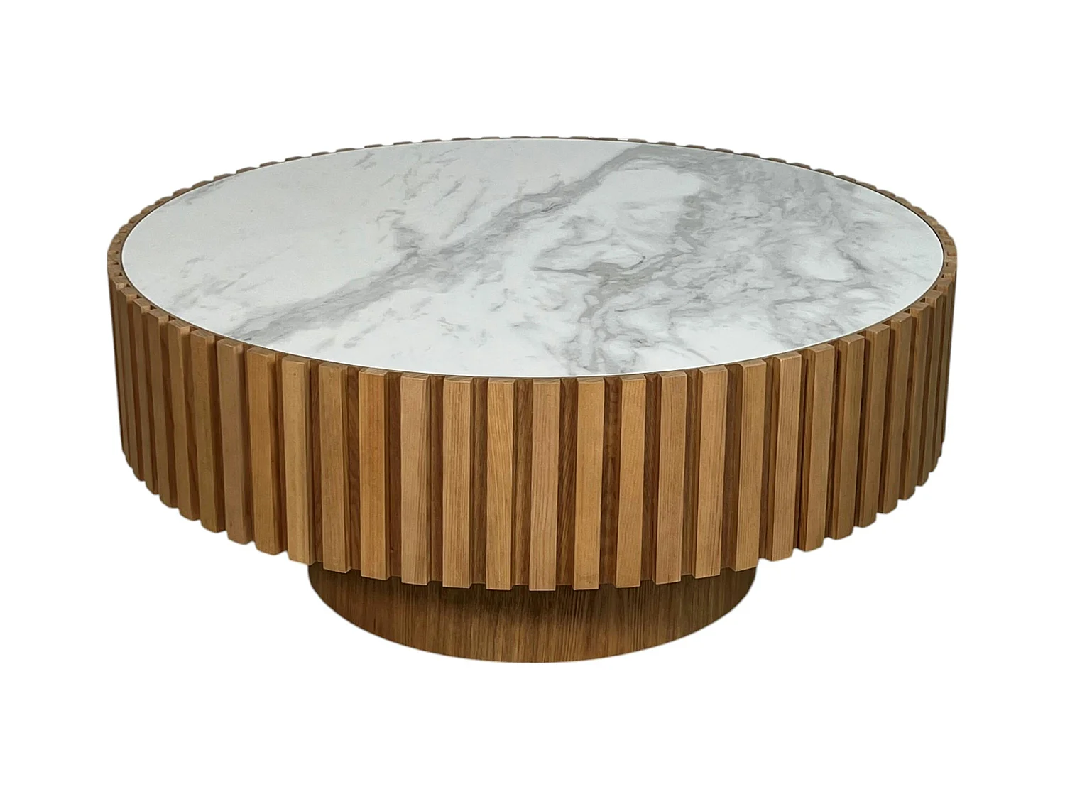 Table basse blanche - plateau céramique, bords crantés LOMBARDIE