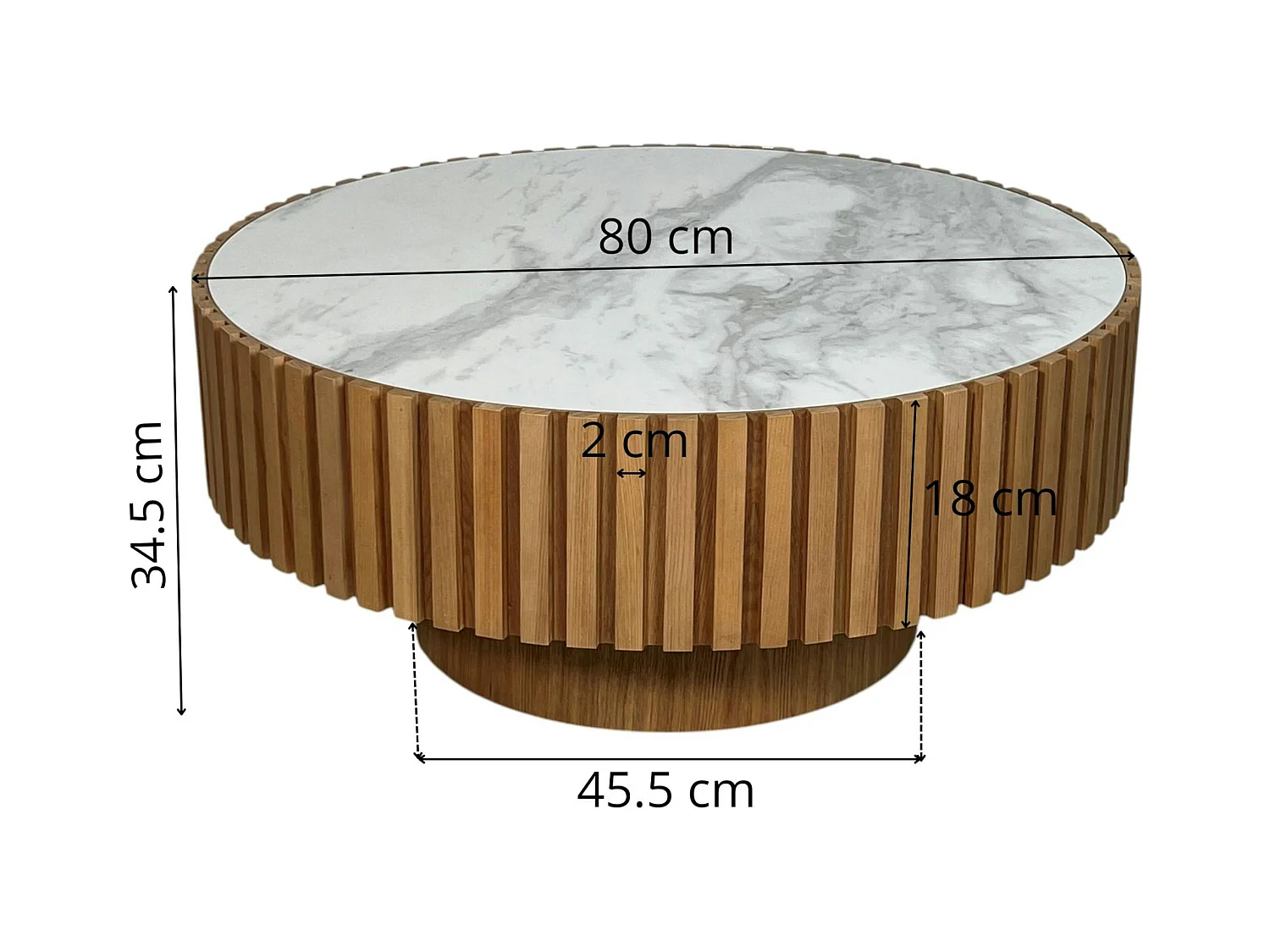 Table basse blanche - plateau céramique, bords crantés LOMBARDIE