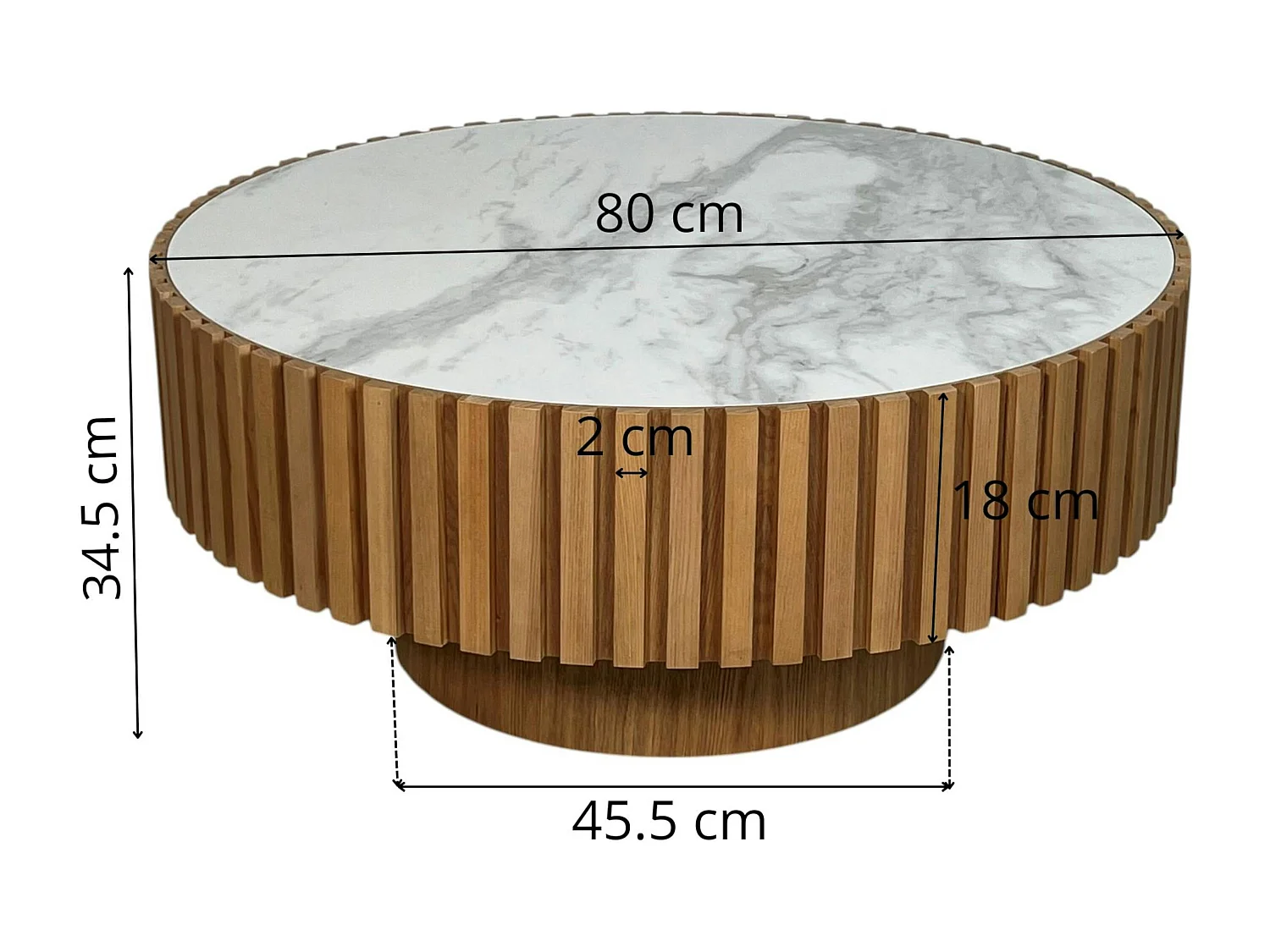 Table basse blanche - plateau céramique, bords crantés LOMBARDIE