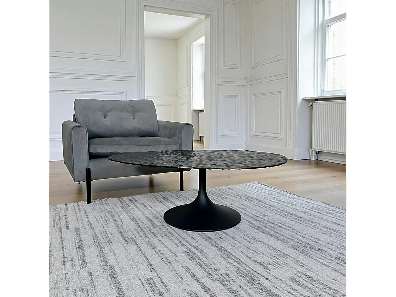 Table basse en verre ondulé noir - forme organique LIGURIE