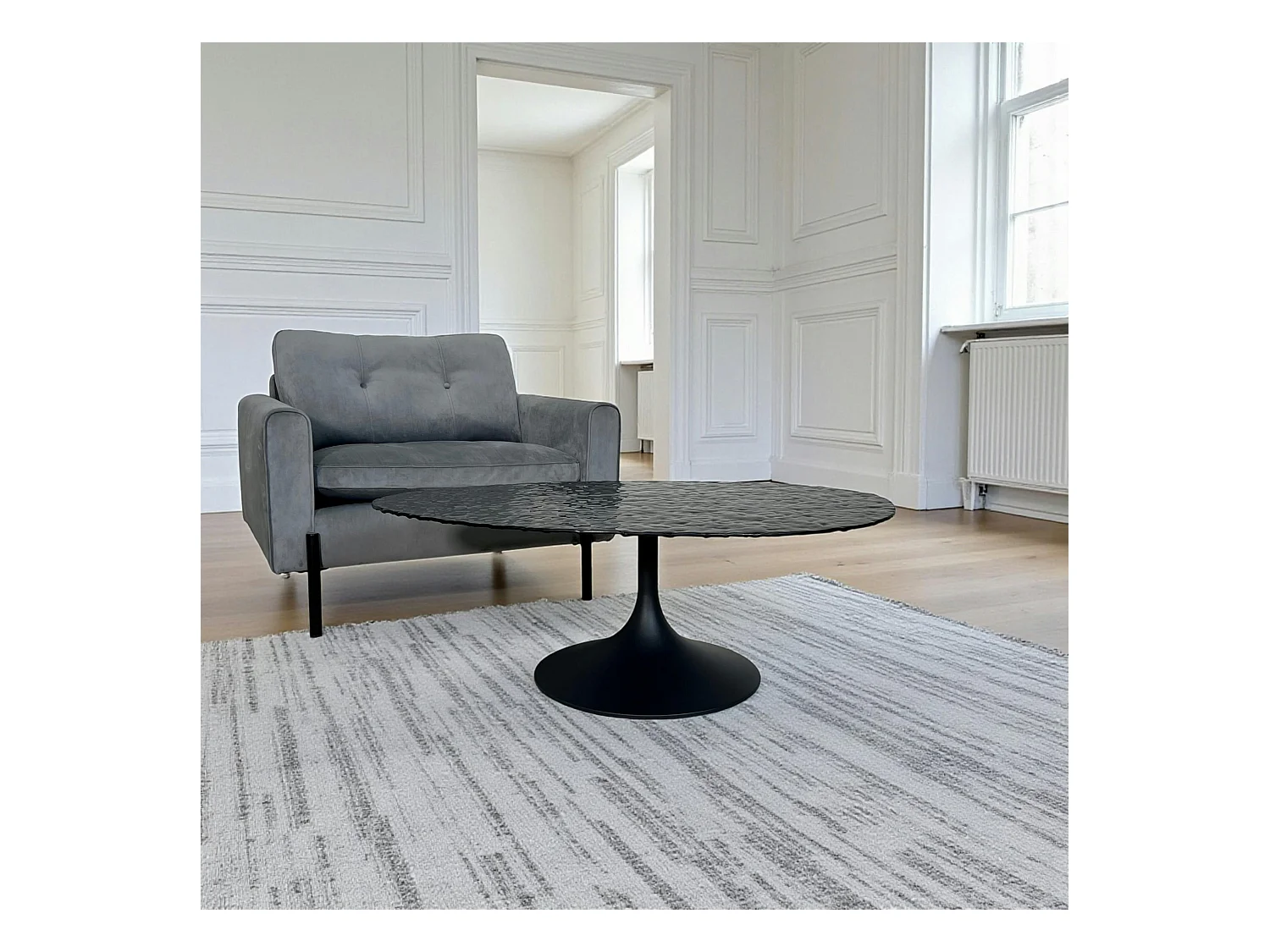 Table basse en verre ondulé noir - forme organique LIGURIE