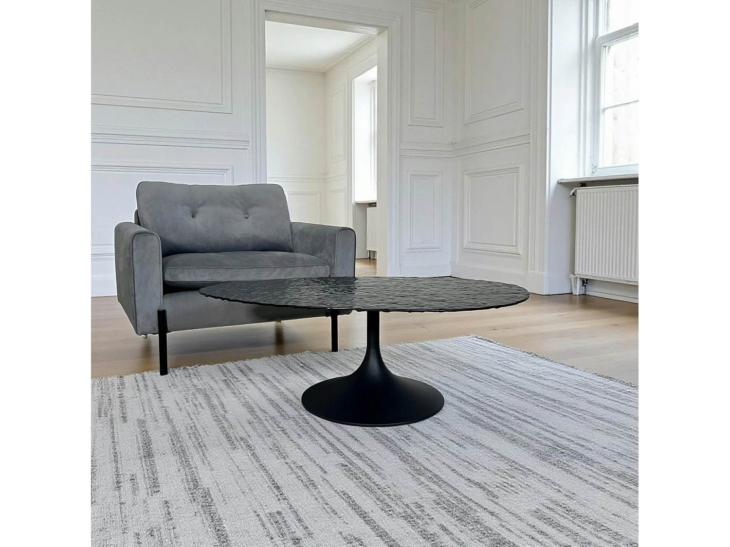 Table basse en verre ondulé noir - forme organique LIGURIE