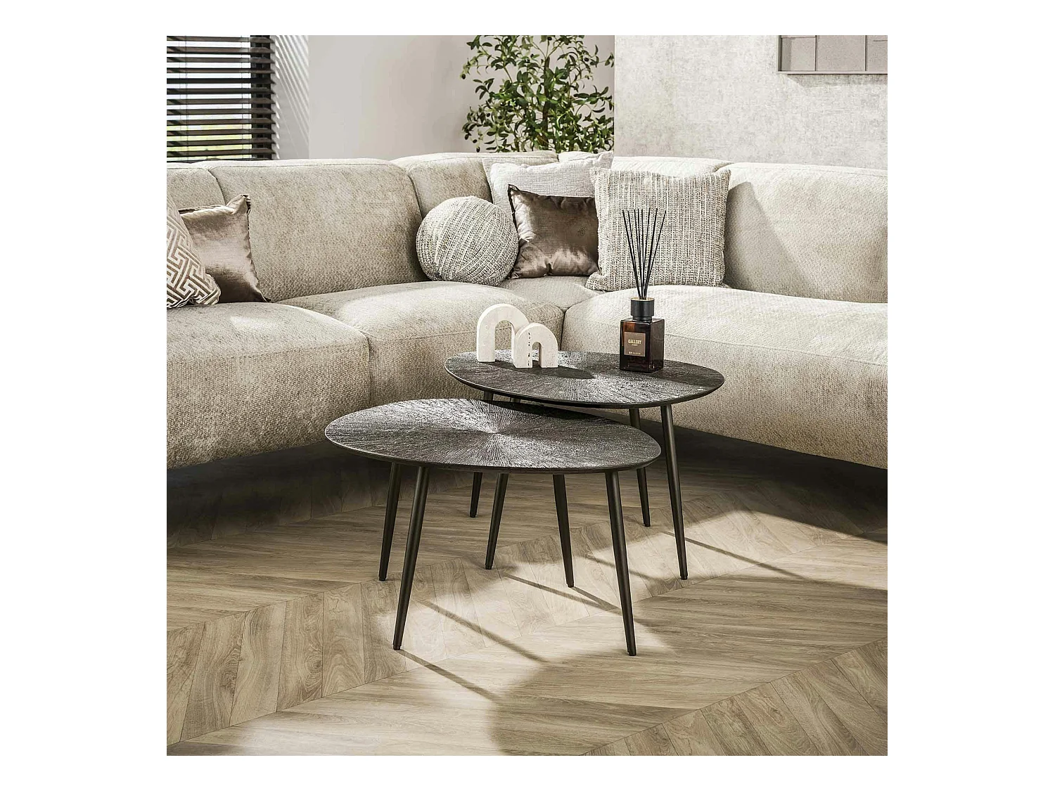 Table gigogne organique – soleil brun bronze (lot de 2) RALF