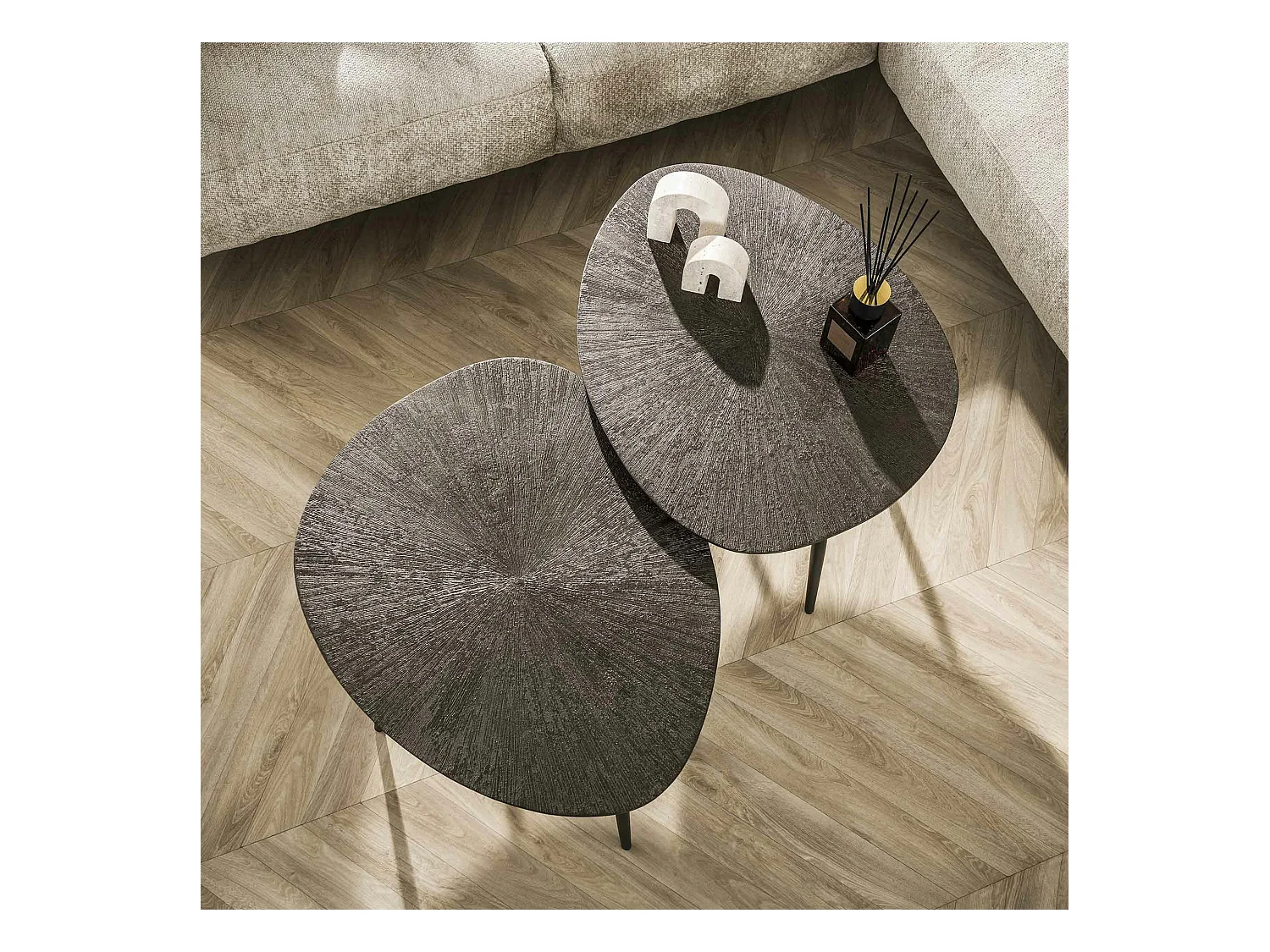 Table gigogne organique – soleil brun bronze (lot de 2) RALF