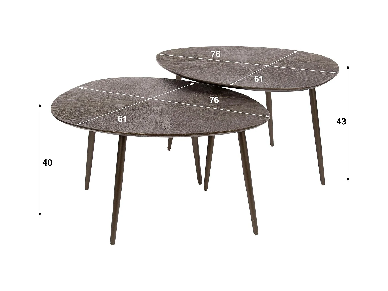 Table gigogne organique – soleil brun bronze (lot de 2) RALF