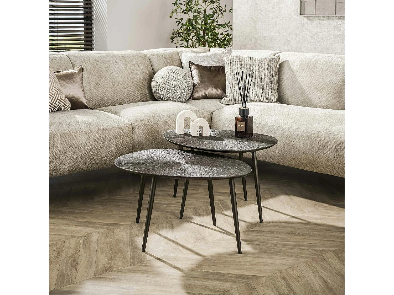 Table gigogne organique – soleil brun bronze (lot de 2) RALF