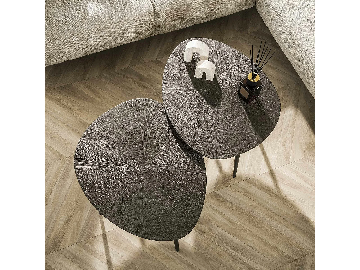 Table gigogne organique – soleil brun bronze (lot de 2) RALF