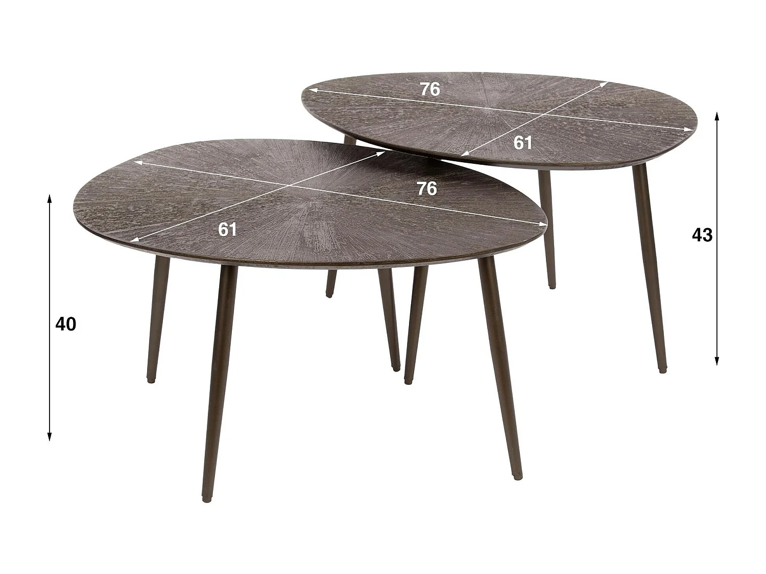 Table gigogne organique – soleil brun bronze (lot de 2) RALF