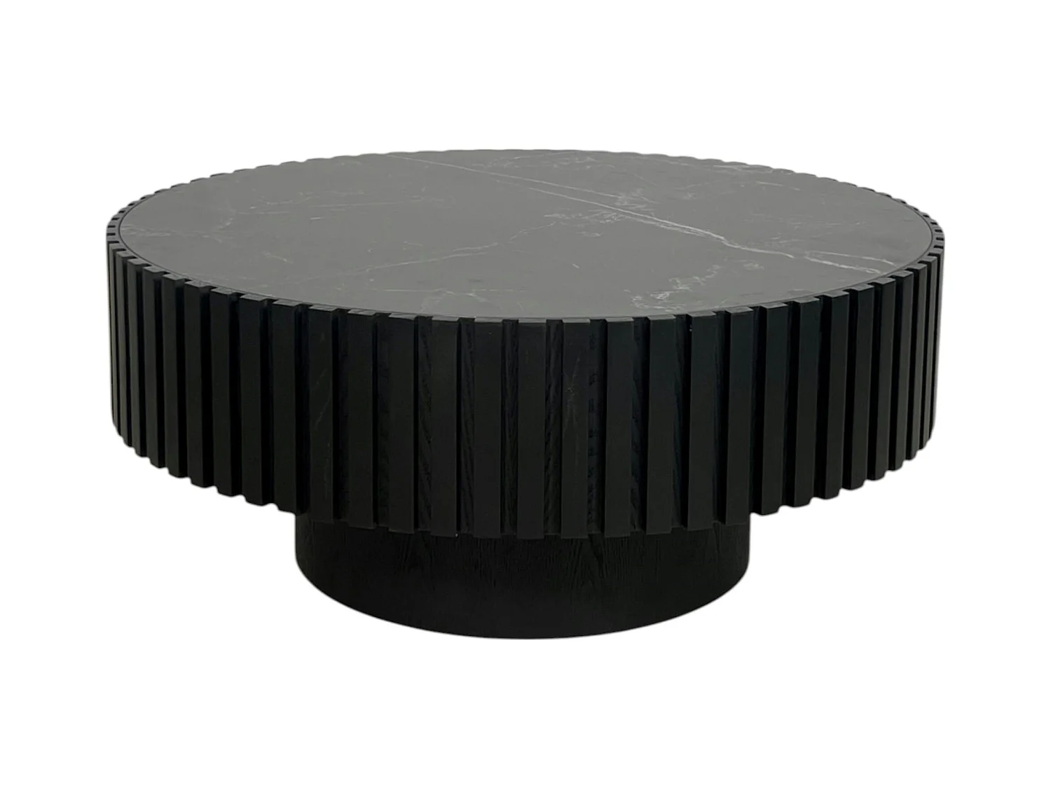 Table basse noire - plateau céramique, bords crantés LOMBARDIE