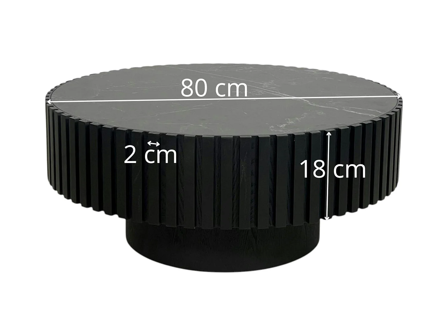 Table basse noire - plateau céramique, bords crantés LOMBARDIE