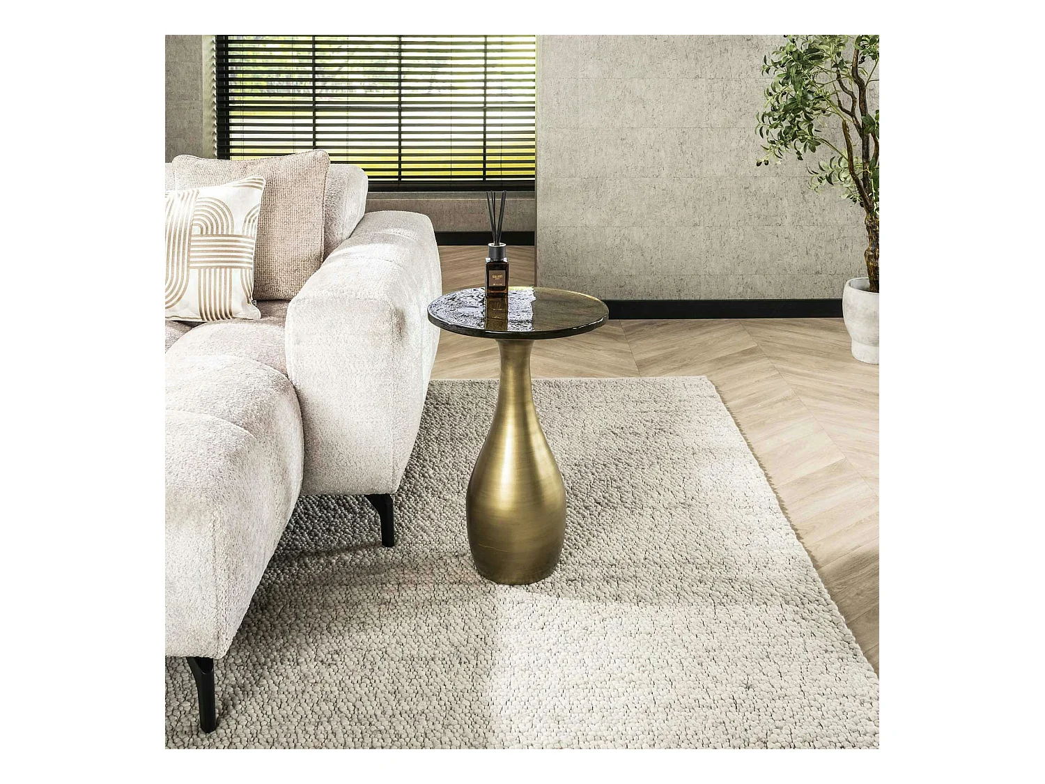 Table d’appoint en verre – antique dorée, 60 cm LAGUNA