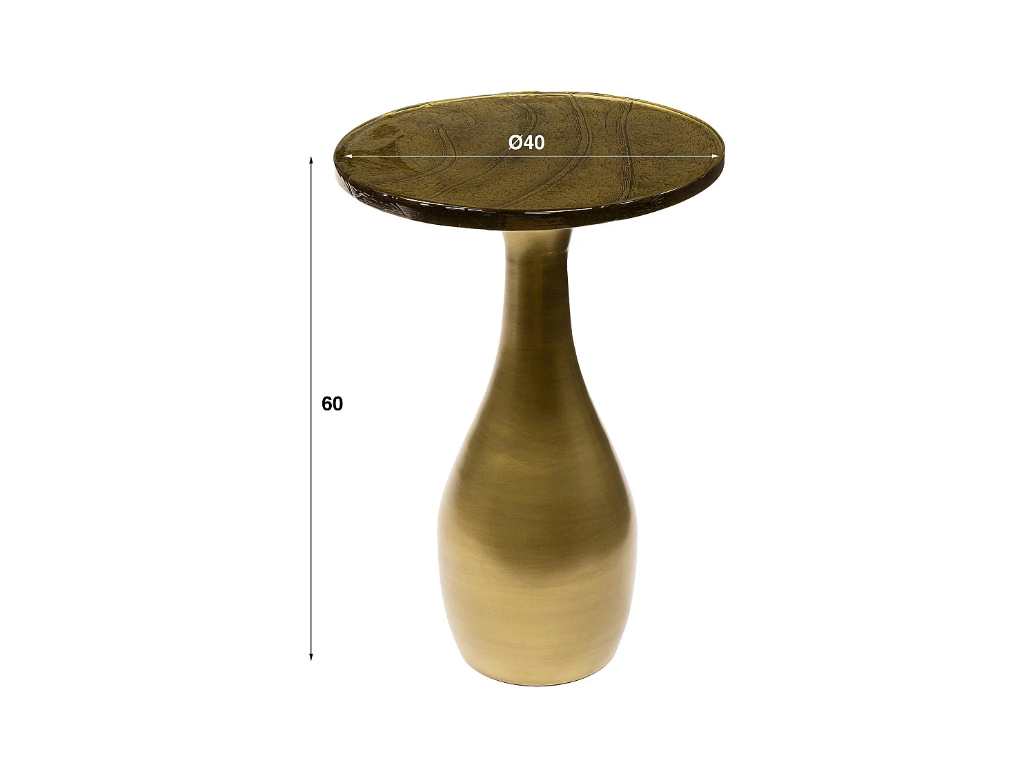 Table d’appoint en verre – antique dorée, 60 cm LAGUNA