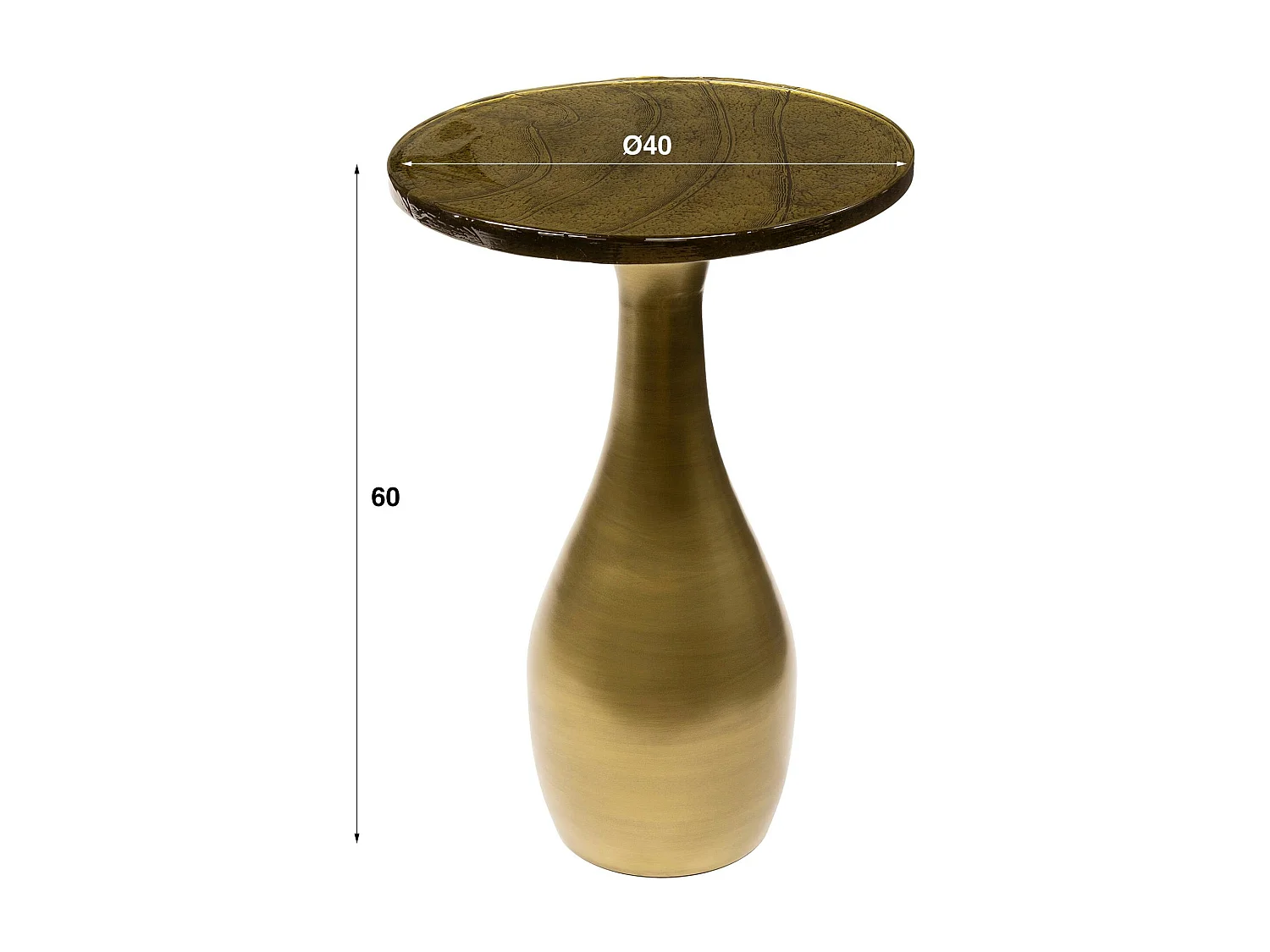 Table d’appoint en verre – antique dorée, 60 cm LAGUNA
