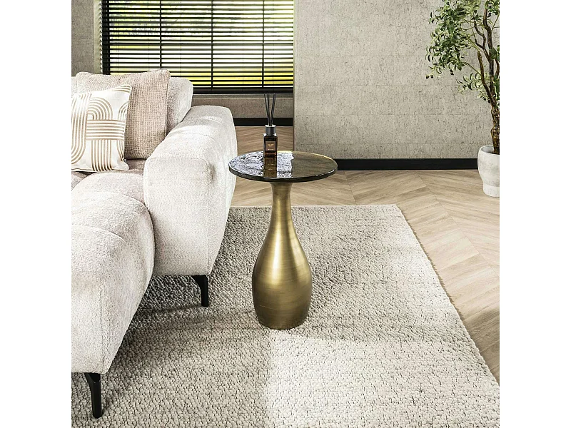 Table d’appoint en verre – antique dorée, 60 cm LAGUNA