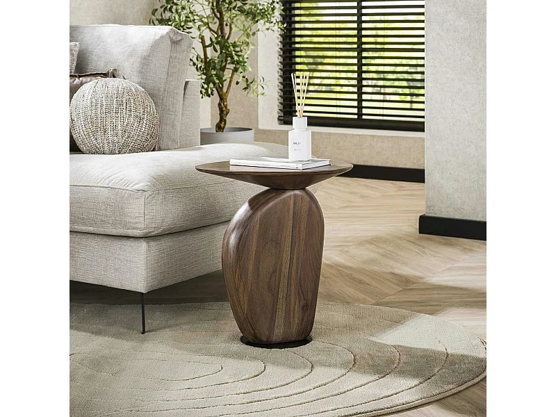 Bout de canapé en bois brun – design organique MYSORE